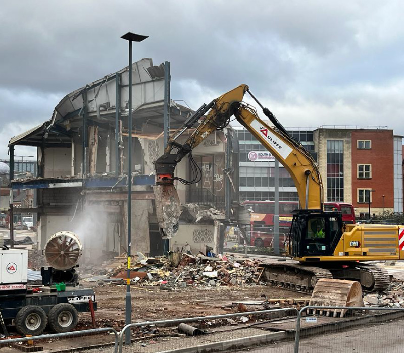 Photo of the phased demolition work on the Birmingham Irish centre site